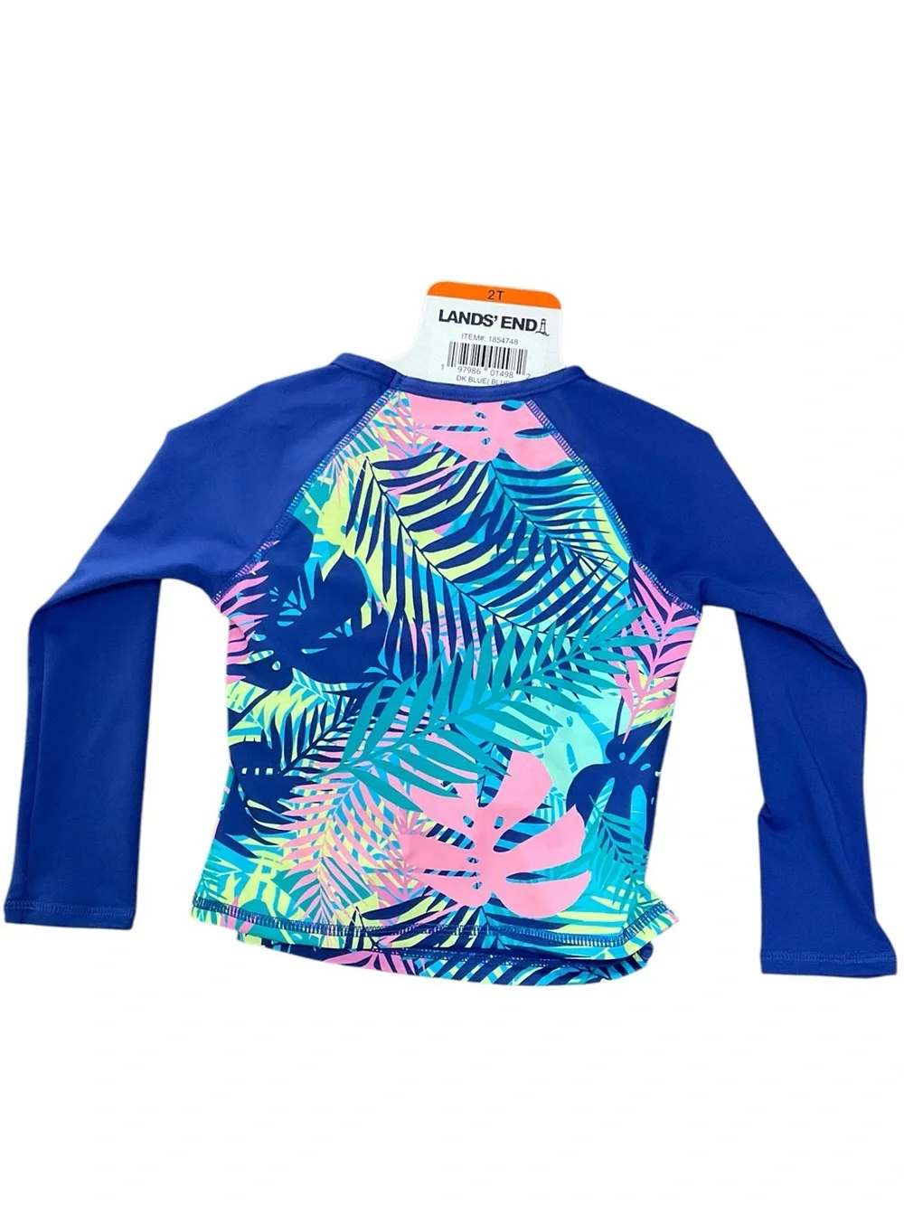 Lands' End Girls' Blue Tropical Rashguard 3 Piece Swim Set Size 2T NWT